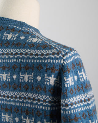 Gran Sasso Virgin Wool Fairisle Crewneck Sweater Turquoise 1115