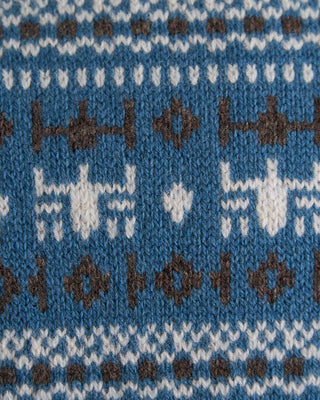 Gran Sasso Virgin Wool Fairisle Crewneck Sweater Turquoise 1116