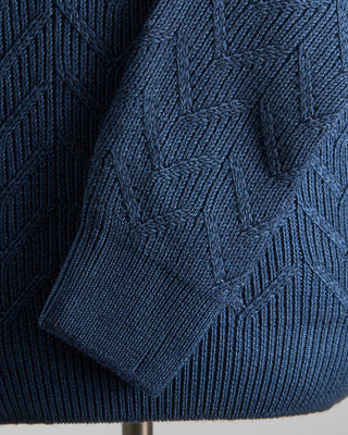 Gran Sasso Zig Zag Cableknit Vintage Wool Turtleneck Teal 0 7