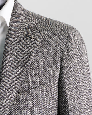Tagliatore The Perfect Fit Herringbone Soft Sport Jacket Grey  Black 0 4