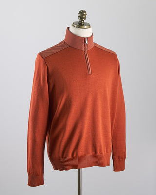 Paul  Shark Wool Half Zip Sweater With Typhoon Fabric And Moon Badge Orange 0