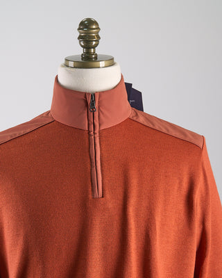 Paul  Shark Wool Half Zip Sweater With Typhoon Fabric And Moon Badge Orange 0 2