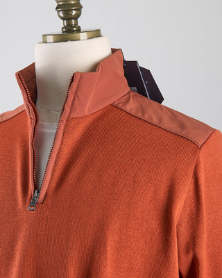 Paul  Shark Wool Half Zip Sweater With Typhoon Fabric And Moon Badge Orange 0 7