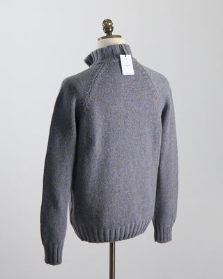 Gran Sasso Grey  Blue Pick Stitch Mock Zip Grey 1106