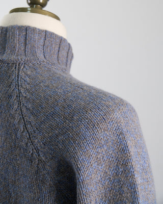 Gran Sasso Grey  Blue Pick Stitch Mock Zip Grey 1107