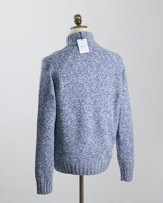 Gran Sasso White  Blue Pick Stitch Mock Zip Light Blue 1099