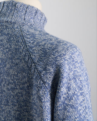 Gran Sasso White  Blue Pick Stitch Mock Zip Light Blue 1102