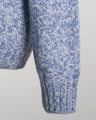 Gran Sasso White  Blue Pick Stitch Mock Zip Light Blue 1103