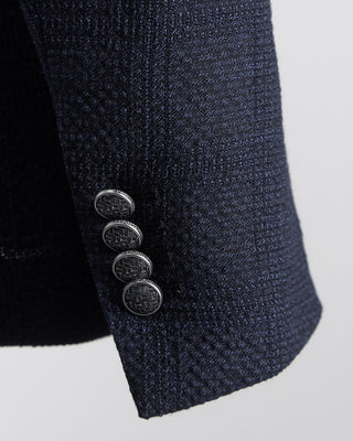 Tagliatore Double Breasted Wool Stretch Seersucker Blazer Navy 106