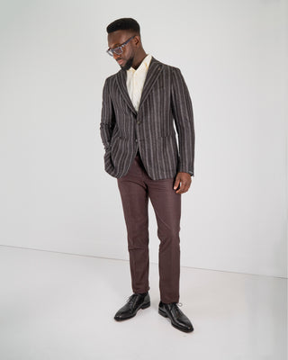 Tagliatore Emboldened Stripe Perfect Fit Soft Wool Sport Jacket Brown 1