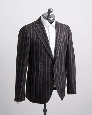 Tagliatore Emboldened Stripe Perfect Fit Soft Wool Sport Jacket Brown 