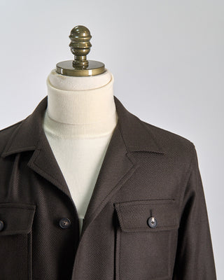 Tagliatore Dressy Wool Stretch Shirt Jacket Brown 533