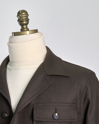 Tagliatore Dressy Wool Stretch Shirt Jacket Brown 534