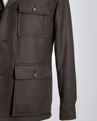 Tagliatore Dressy Wool Stretch Shirt Jacket Brown 536