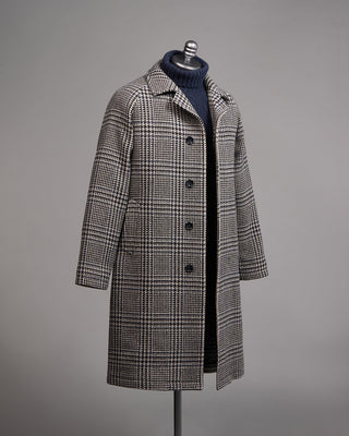 Tagliatore Wool  Cashmere Exploded Houndstooth salomon Topcoat Blue  Black 1 4958
