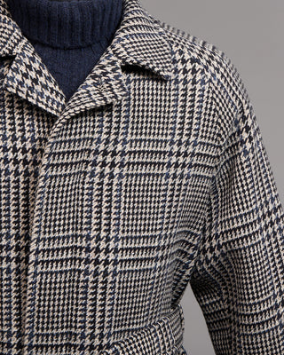 Tagliatore Wool  Cashmere Exploded Houndstooth salomon Topcoat Blue  Black 2 4957