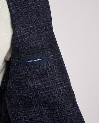 Tagliatore Wool Boucle Blue  Black Check Sport Jacket Blue  Black 15 11 2055