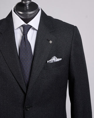 Tagliatore Super 110s Marled Gunmetal Blue Wool Suit Gunmetal 15