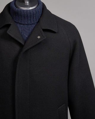 Tagliatore Black Double Waved 100% Wool salomon Topcoat Black 11 4971