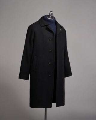 Tagliatore Black Double Waved 100% Wool salomon Topcoat Black 6 4968