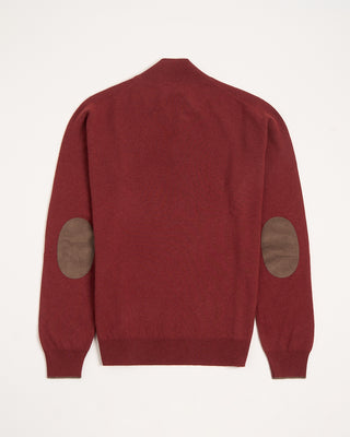 Gran Sasso Mock Zip Wool Sweater With Elbow Patch Brick 28 2839