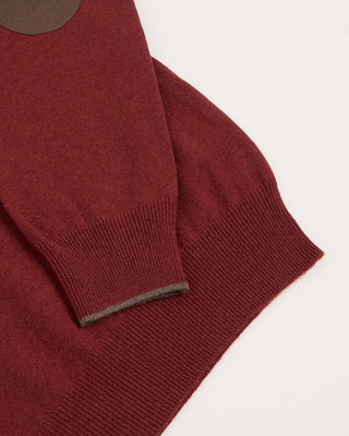 Gran Sasso Mock Zip Wool Sweater With Elbow Patch Brick 2 2851