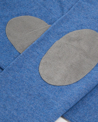 Gran Sasso Mock Zip Wool Sweater With Elbow Patch Blue 3 2870