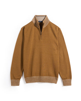 Paul  Shark Shark Tag Soft Cool Touch Wool Half Zip Sweater Tobacco 4 6744