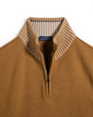 Paul  Shark Shark Tag Soft Cool Touch Wool Half Zip Sweater Tobacco 6745