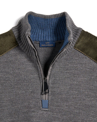 Paul  Shark Shark Tag Velvet Soft Cool Touch Wool Half Zip Sweater Grey 19 3611