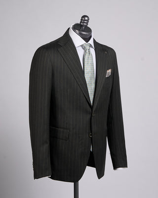 Tagliatore Tonal Chalkstripe Wool Vesuvio Fit Soft Suit Green 4 2332