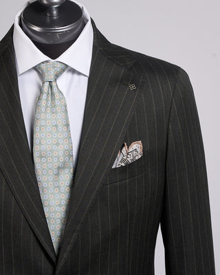 Tagliatore Tonal Chalkstripe Wool Vesuvio Fit Soft Suit Green 5 2335