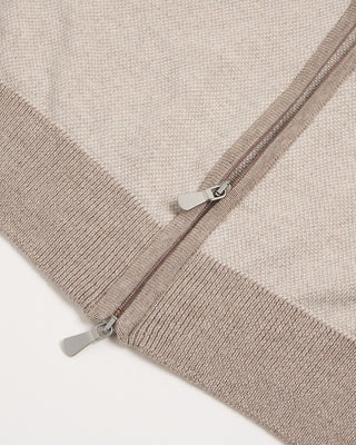 Gran Sasso Birdseye Knit Full Zip Sweater Beige 2 2749