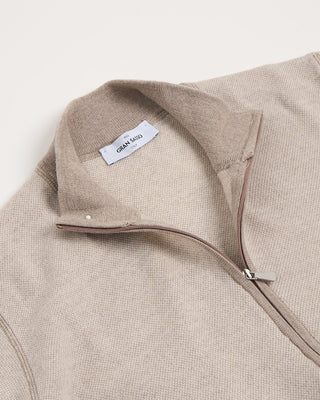 Gran Sasso Birdseye Knit Full Zip Sweater Beige 3 2748