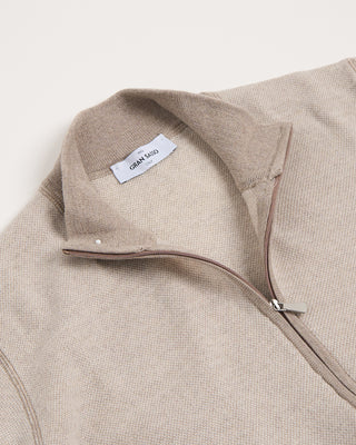 Gran Sasso Birdseye Knit Full Zip Sweater Beige 3 2873