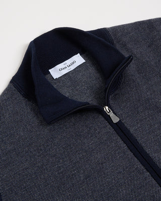 Gran Sasso Birdseye Knit Full Zip Sweater Grey 1 2884