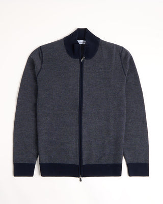 Gran Sasso Birdseye Knit Full Zip Sweater Grey 7 2676