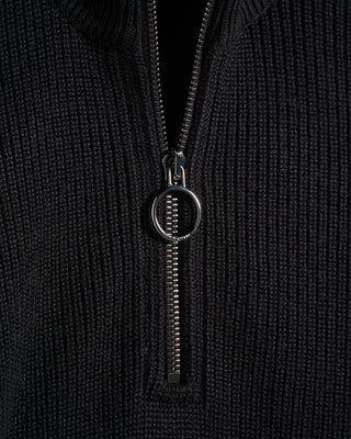 Paul  Shark Shark Tag Tech Wool Half Zip Sweater Black 5 6750