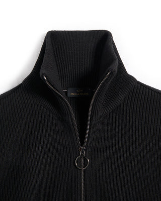 Paul  Shark Shark Tag Tech Wool Half Zip Sweater Black 8 6752