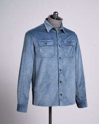 Paul  Shark Corduroy Overshirt With Moon Badge Light Blue 8 2291