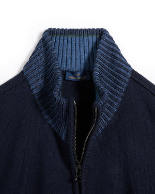 Paul  Shark Shark Tag Soft Cool Touch Wool Full Zip Sweater Navy 2 6740