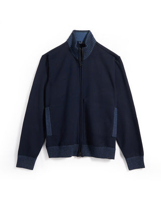 Paul  Shark Shark Tag Soft Cool Touch Wool Full Zip Sweater Navy 6739