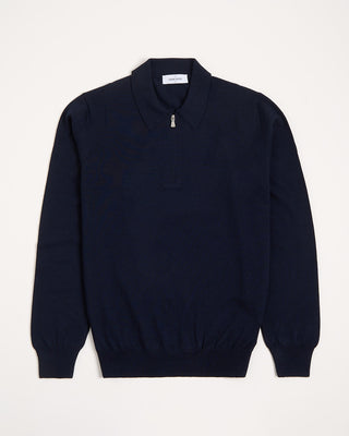 Gran Sasso Long Sleeve Zip Wool Polo Navy 4 2702