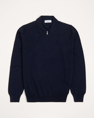 Gran Sasso Long Sleeve Zip Wool Polo Navy 4 2832