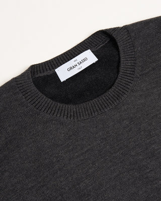 Gran Sasso Double Faced Wool Crewneck Sweater Charcoal 1 3120