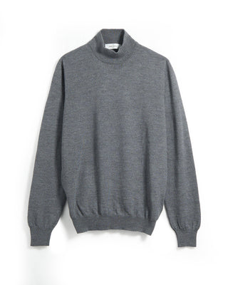 Gran Sasso Mock Neck Wool Sweater Charcoal 9 6003