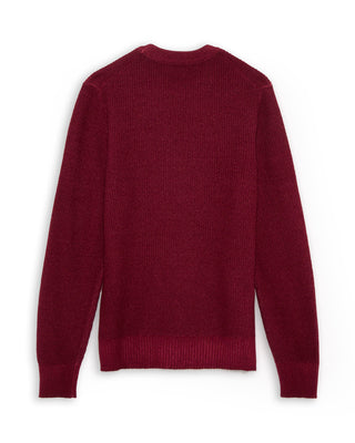 Gran Sasso Basketweave Vintage Crew Neck Sweater Berry 18 4889
