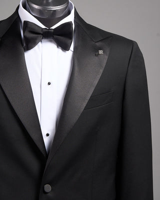Tagliatore Black Peak Lapel Tuxedo Jacket Black 2666