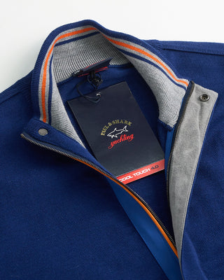 Paul  Shark Wool Full Zip Sweater With Alcantara Suede Cardigan Indigo  3