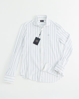 Paul  Shark Pinstripe Jersey Cotton Shirt White 1